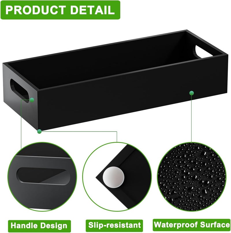 VITVITI Bamboo Toilet Paper Holder Storage, Bamboo Tray for Bathroom with Handle, Toilet Tissue Holder Organizer Basket Container for Toilet Tank/Kitchen Counter, Natural, Black - Image 5